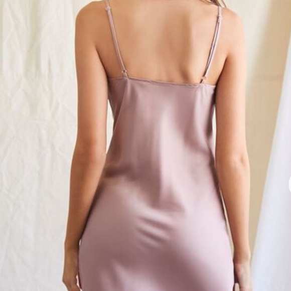 Mauve Satin Slip Dress - Picture 3 of 4